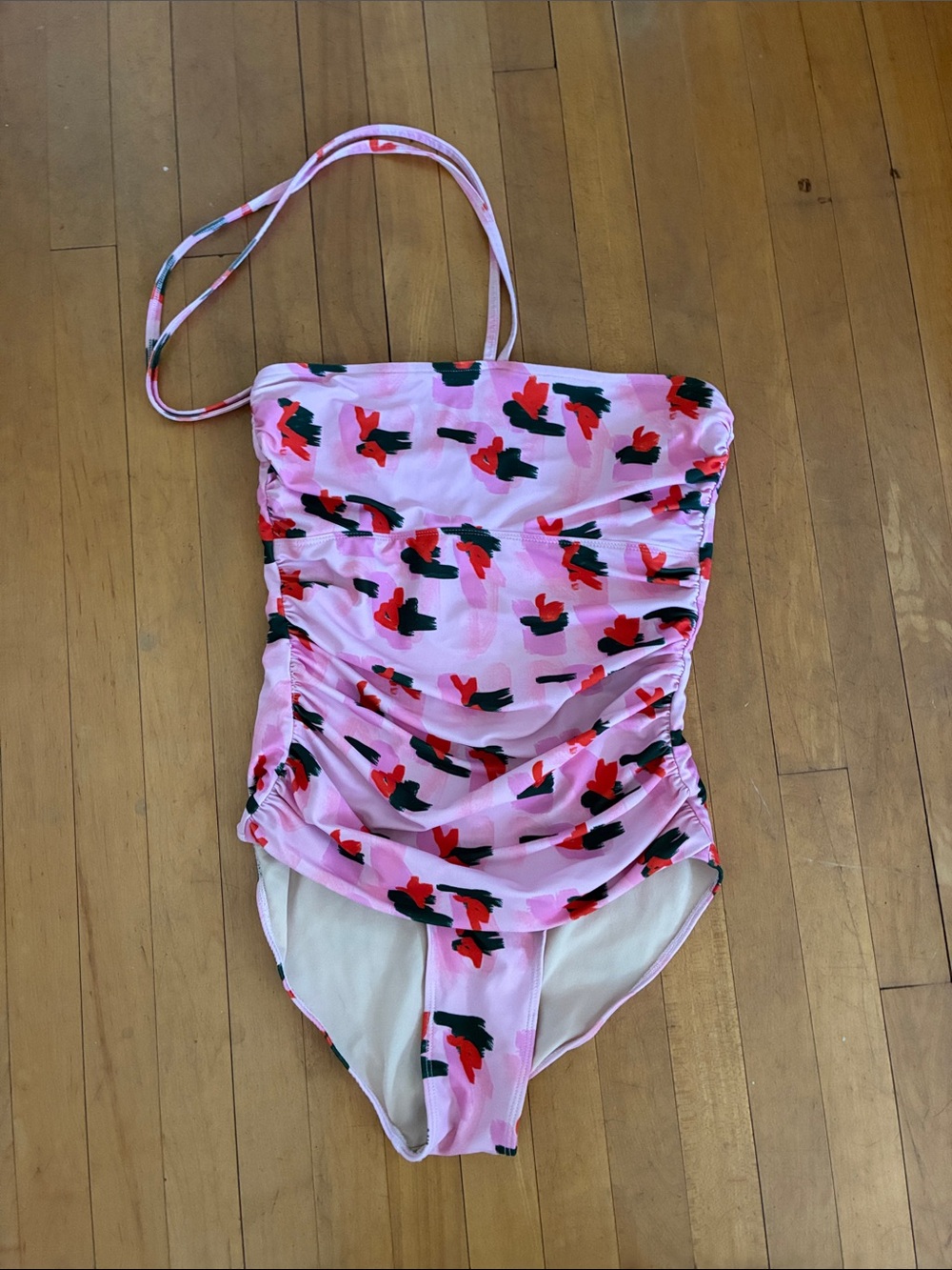 Albion Fit Pink Floral Ruched One-Piece Women’s Swimsuit Size M